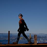 Iron Workers at the top of One World Trade Center on 10.25.2011.